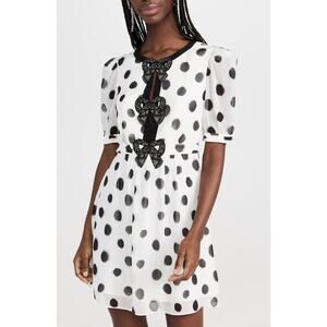 knee length dresses for ladies Saloni Black Camille Bows Mini Dress | Black